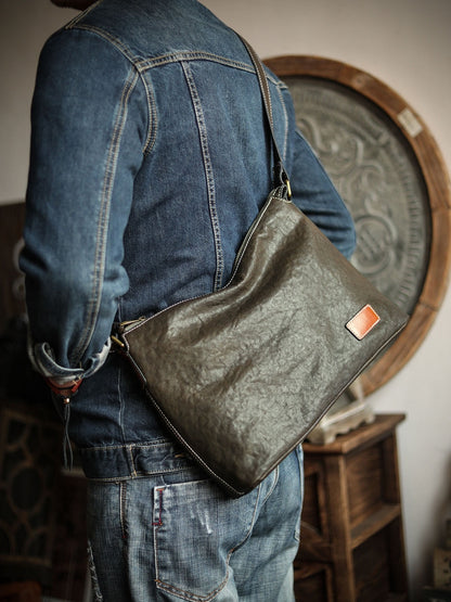 Sac Messenger en Cuir de Vachette pour Homme à Bandoulière Unique