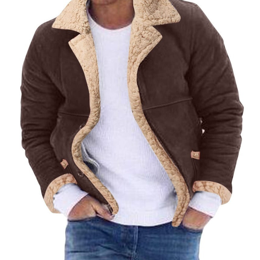 Fashion Men's Fur Integrated Fleece-lined Padded Jacket