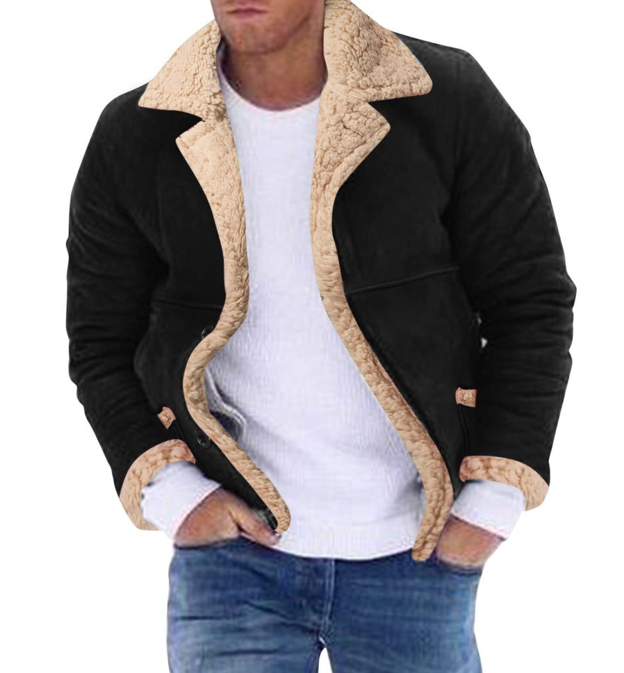 Fashion Men's Fur Integrated Fleece-lined Padded Jacket