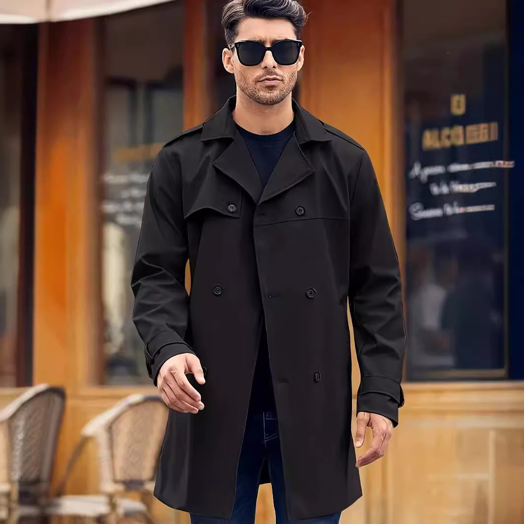 Manteau Long pour Hommes - Élégance Décontractée avec Ceinture