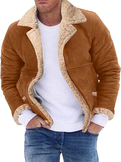 Fashion Men's Fur Integrated Fleece-lined Padded Jacket